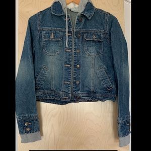 Jean jacket with soft hood and sleeves sz S